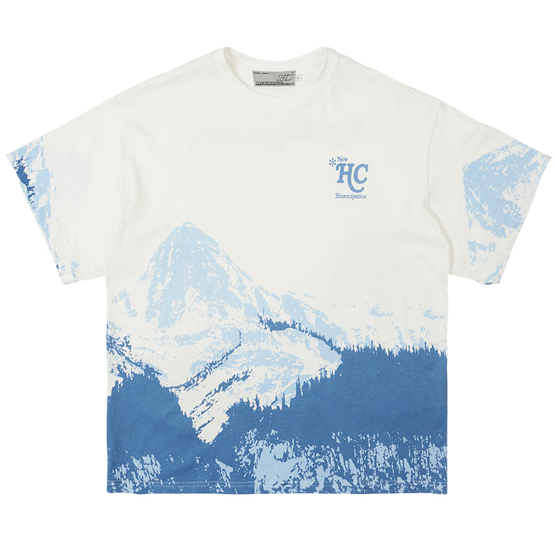 Blue Snow Mountain Print Tee