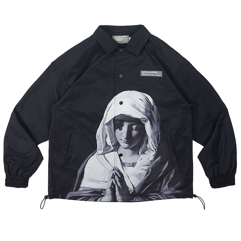 Virgin Mary Print Coach Jacket