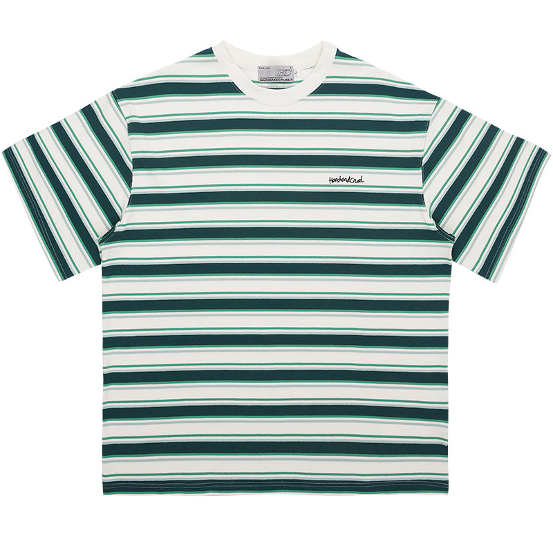 Striped Embroidered Logo Tee