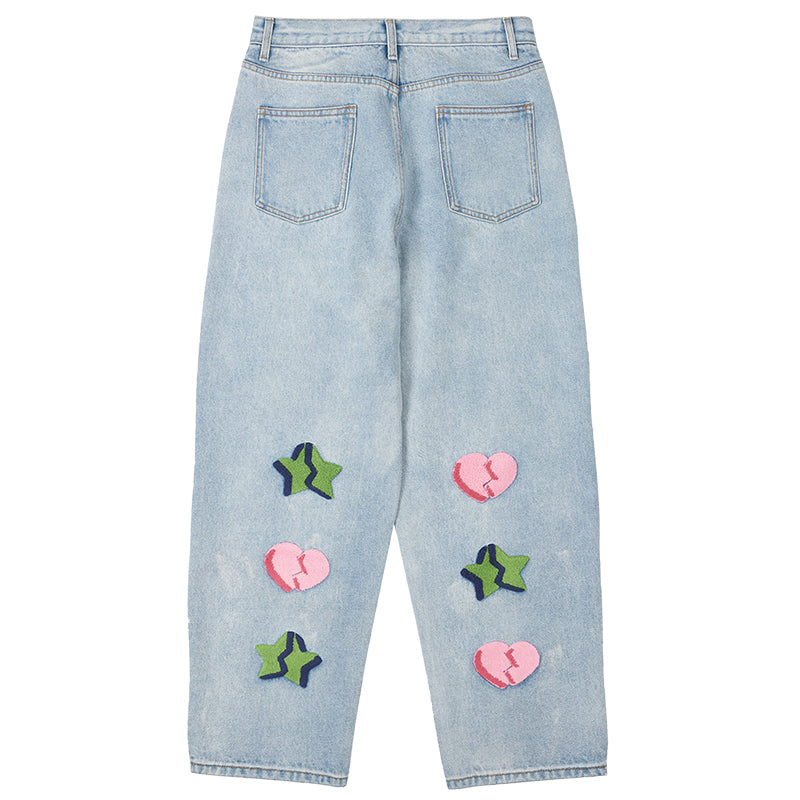 Embroidered Logo Broken Heart Denim
