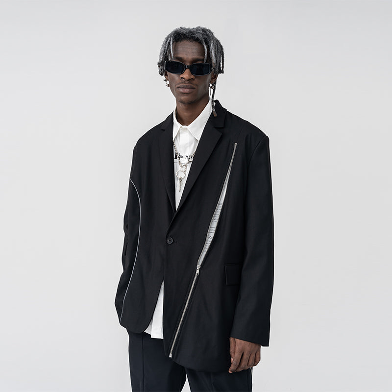 Asymmetrical Zipper Suit