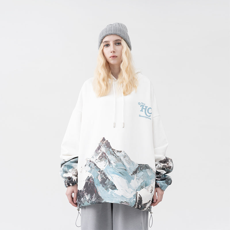 Mountain Oil Painting Oversize Hoodie