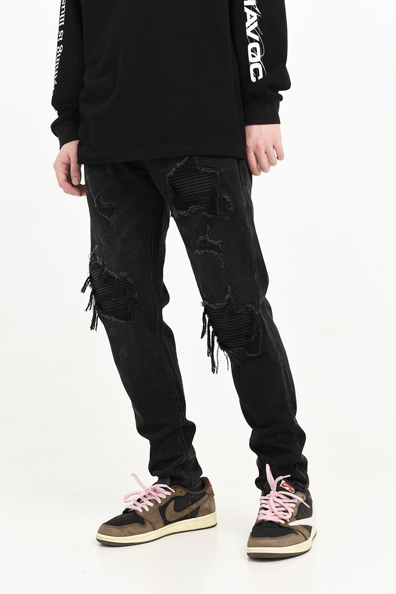 Distressed Moto Denim