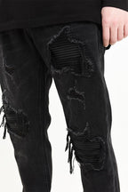 Distressed Moto Denim