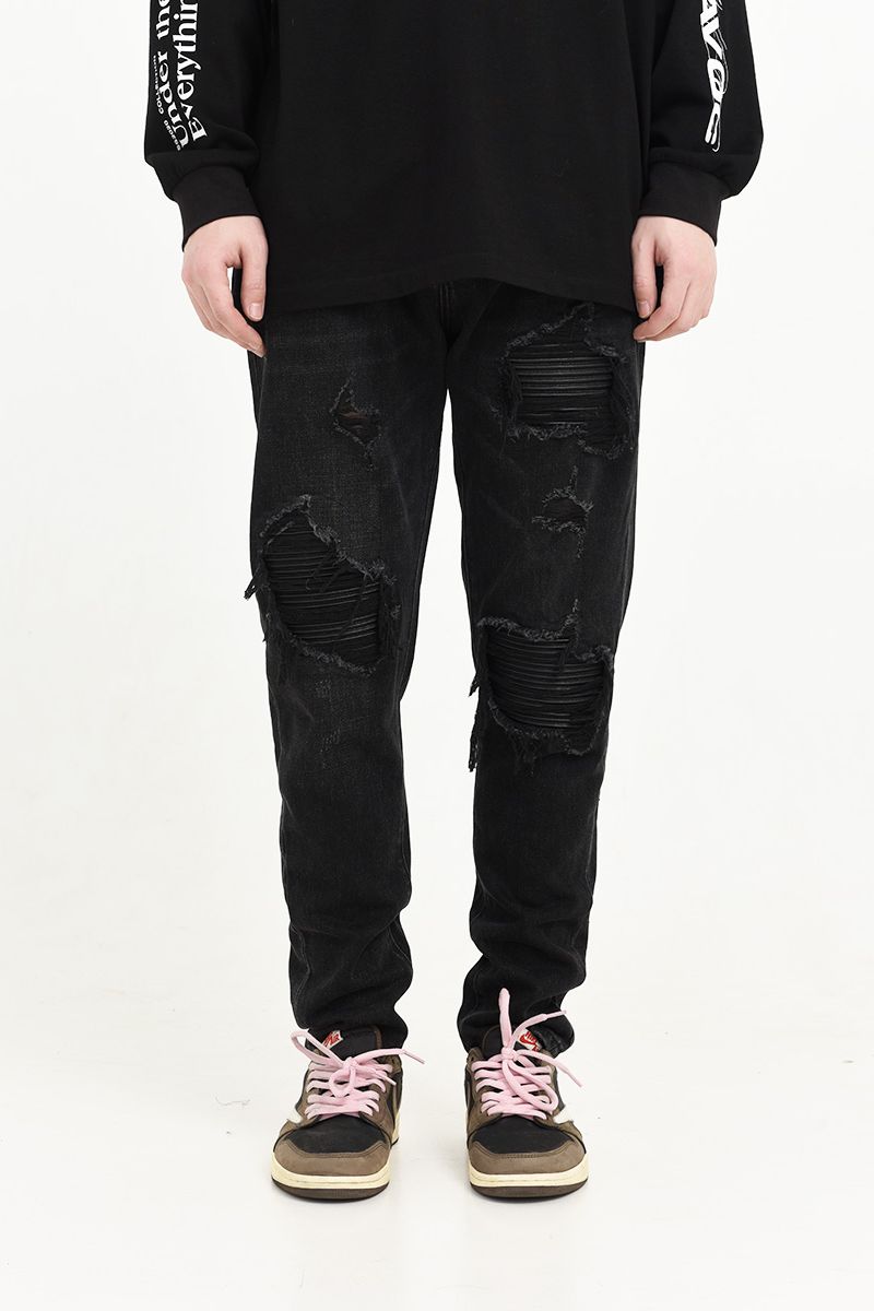 Distressed Moto Denim