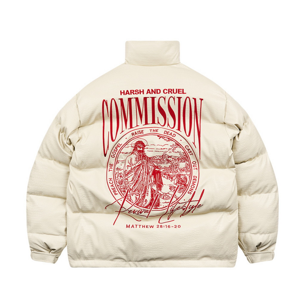 Commission Faux Leather Down Jacket – Harsh and Cruel Commission Faux Leather Down Jacket – Harsh and Cruel