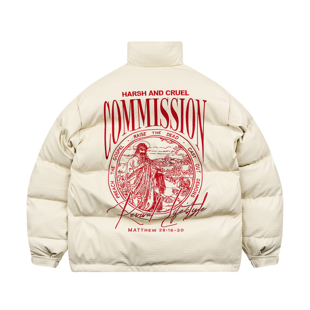 Commission Faux Leather Down Jacket