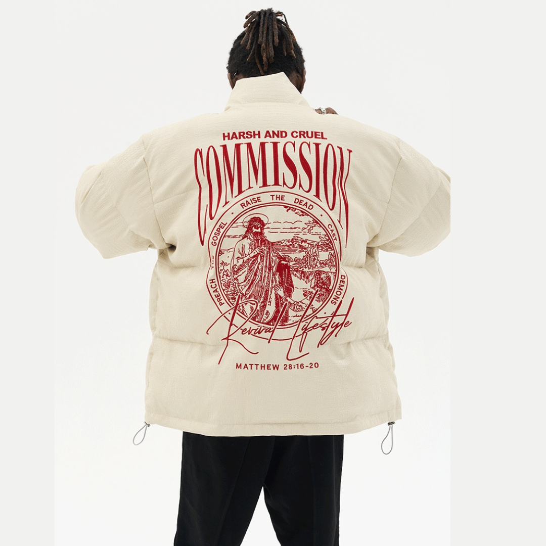 Commission Faux Leather Down Jacket