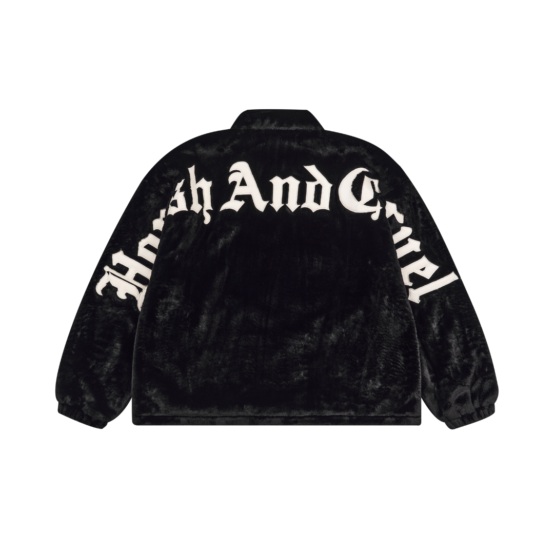 Embroidered Logo Faux Fur Jacket – Harsh and Cruel