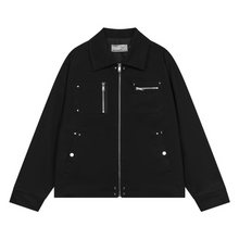 Load image into Gallery viewer, Asymmetrical Pockets Zipper Buttons Jacket
