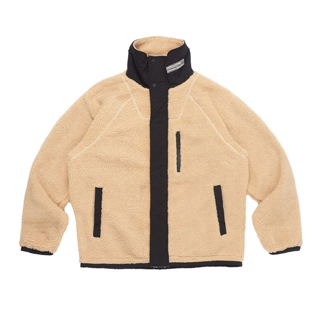 High Collar Logo Sherpa Jacket