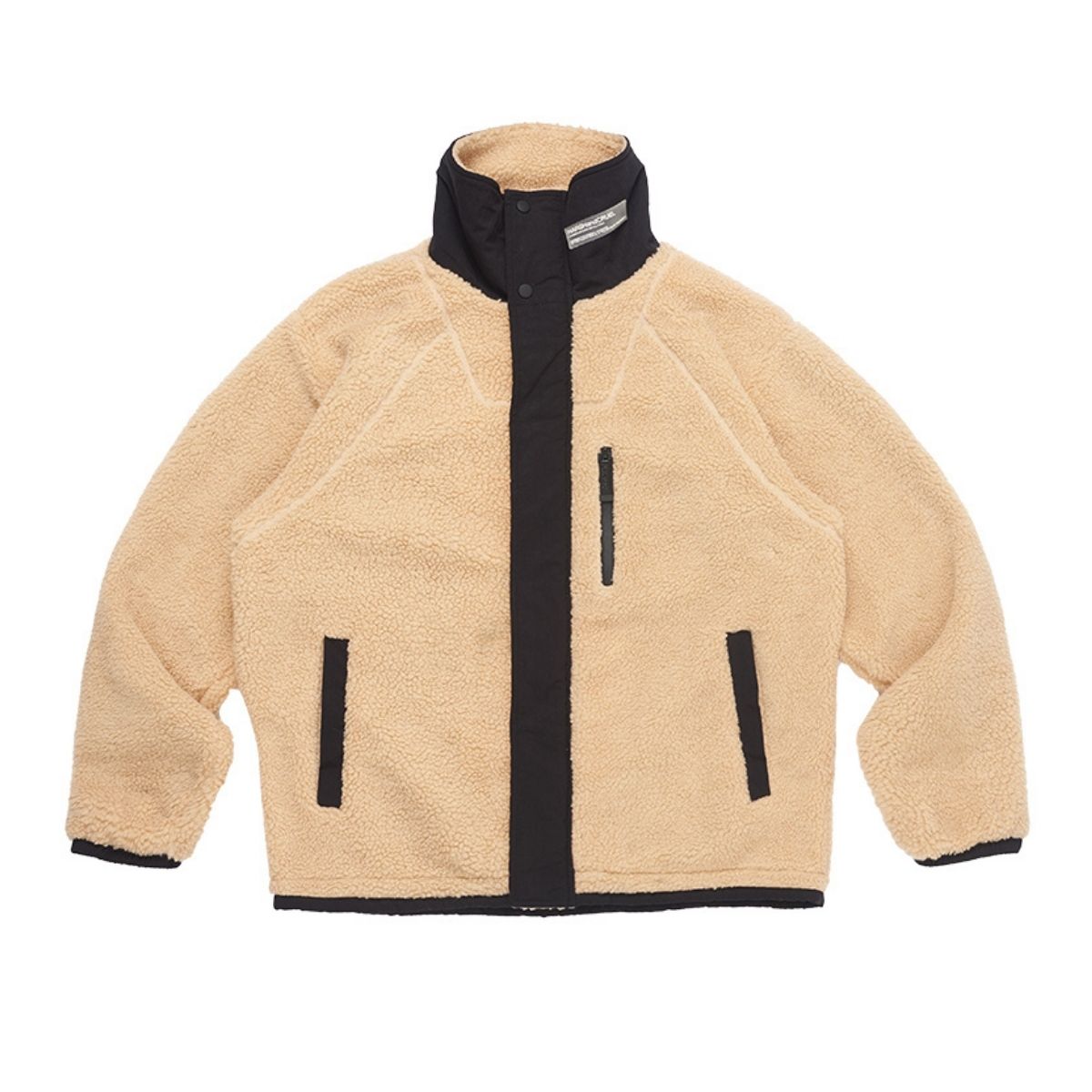 High Collar Logo Sherpa Jacket