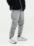 Metal Nylon Logo Zipper Pants