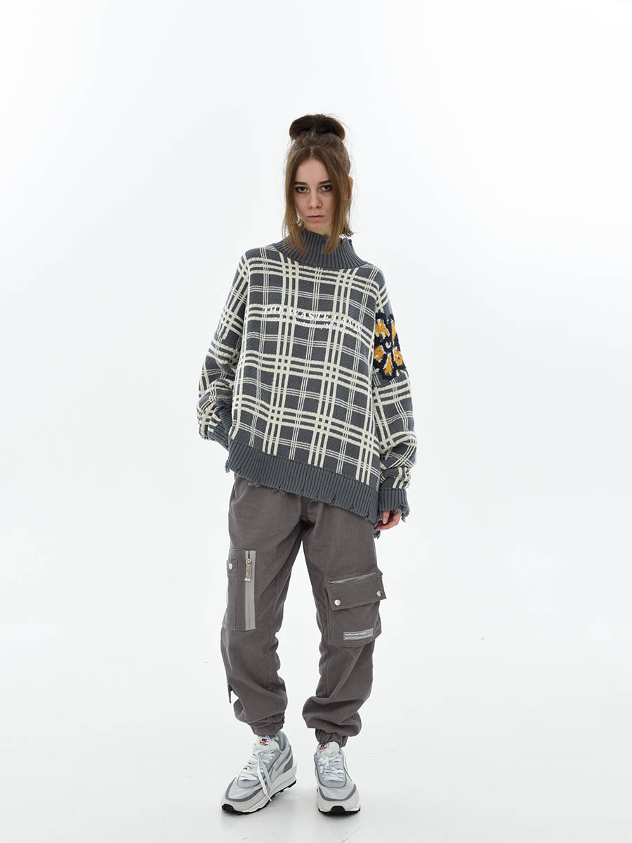 Plaid Flowers Turtleneck