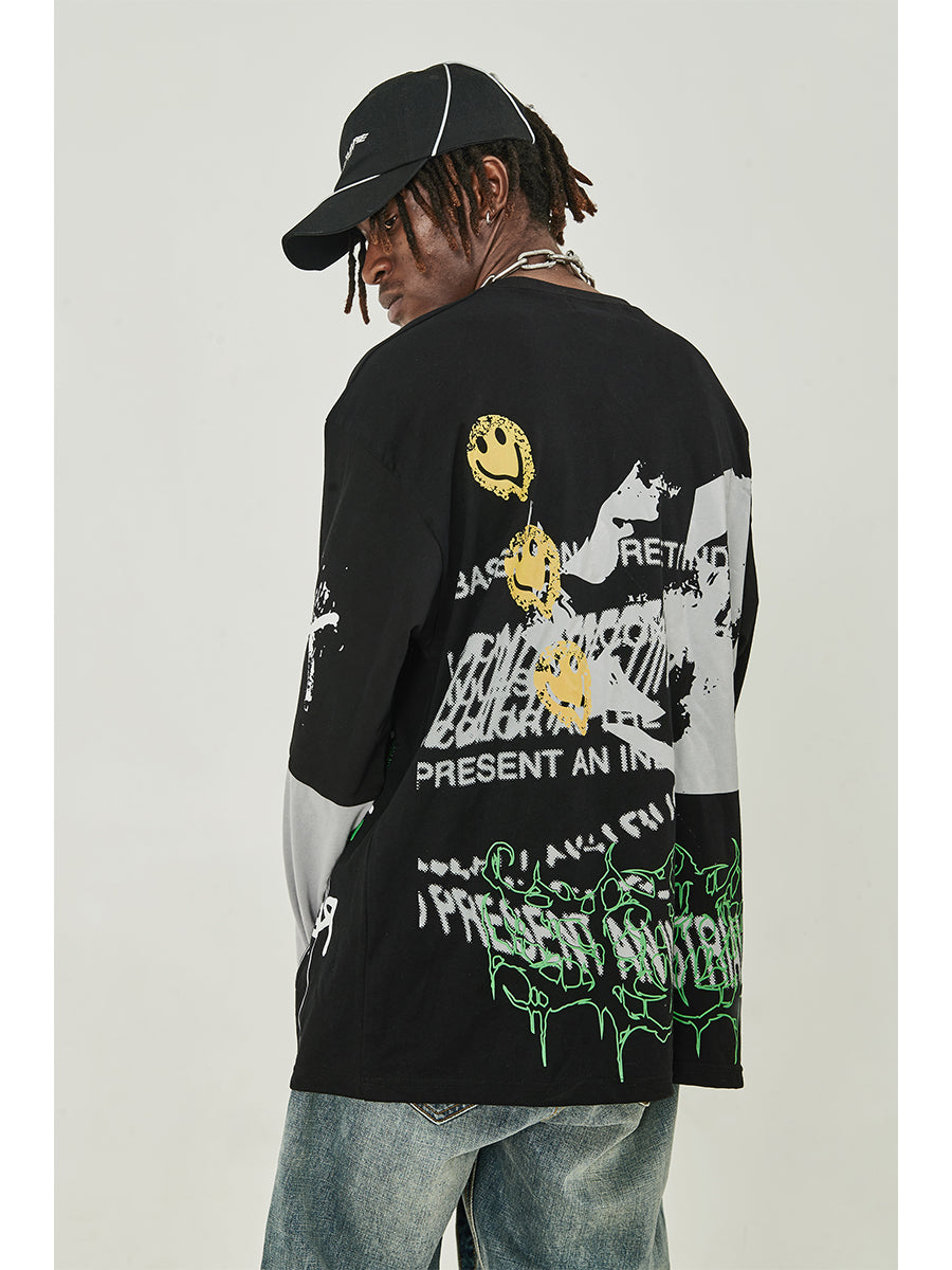 Graffiti Smiley Long Sleeve Tee
