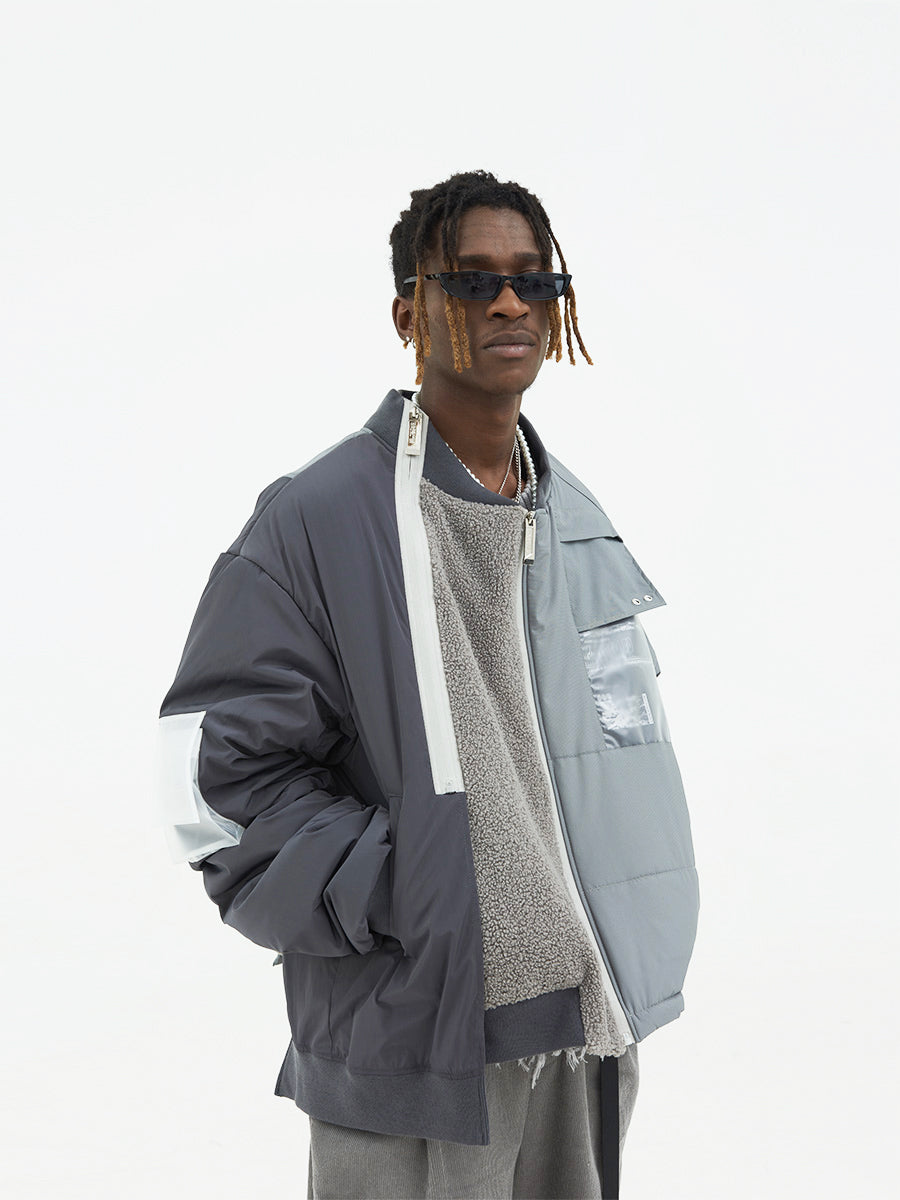 Multi Fabric Deconstruction Down Jacket