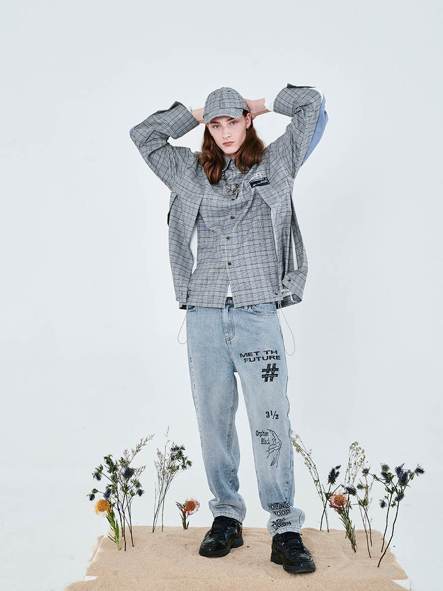 Plaid Irregular Long Sleeve Shirt