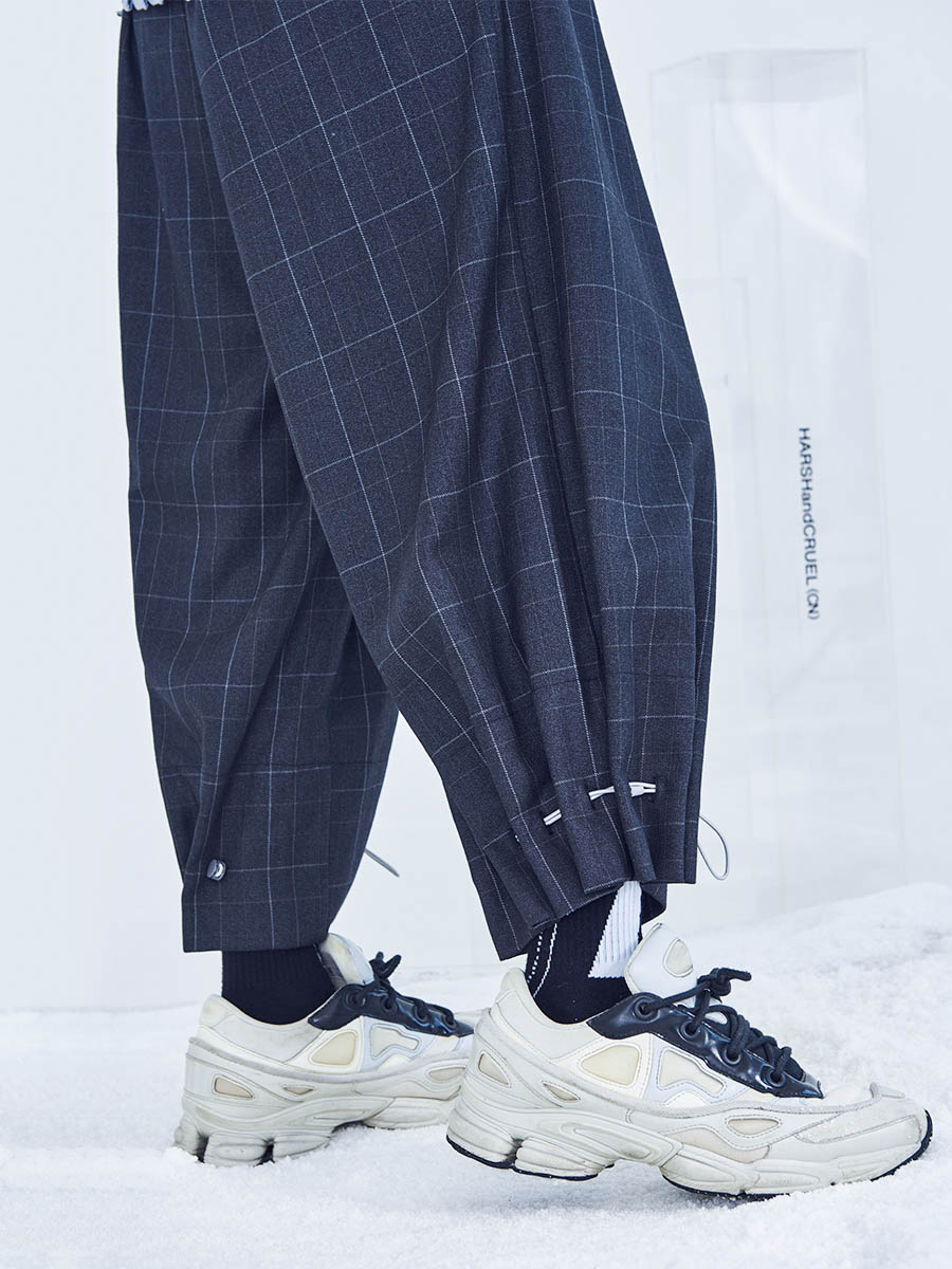 Dark Adjustable Plaid Pants