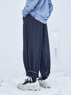 Dark Adjustable Plaid Pants