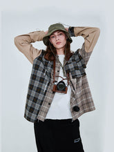 Load image into Gallery viewer, Plaid Stitching Shirt Jacket
