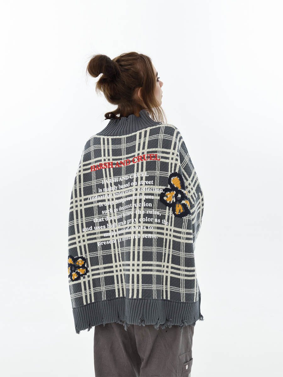Plaid Flowers Turtleneck