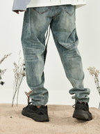 Washed Belt Straight Denim