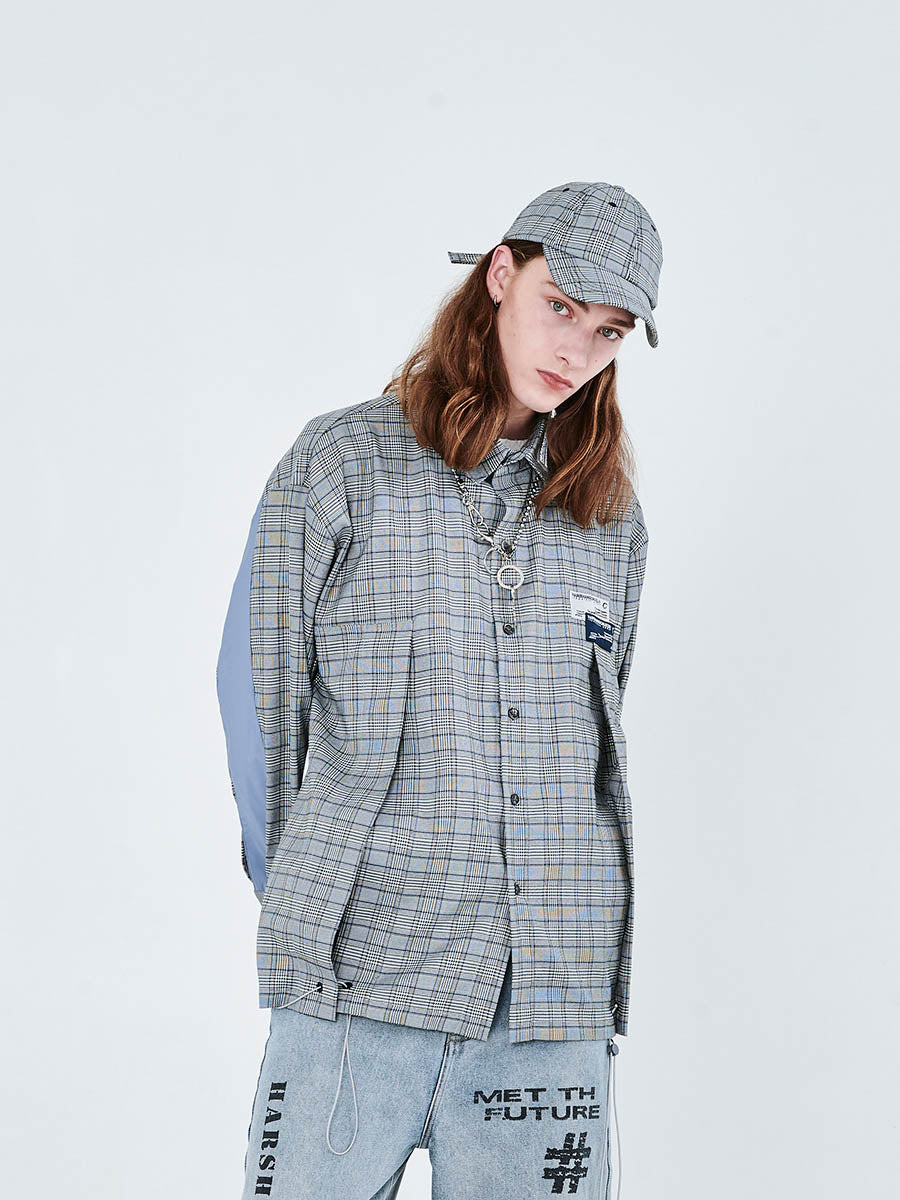 Plaid Irregular Long Sleeve Shirt