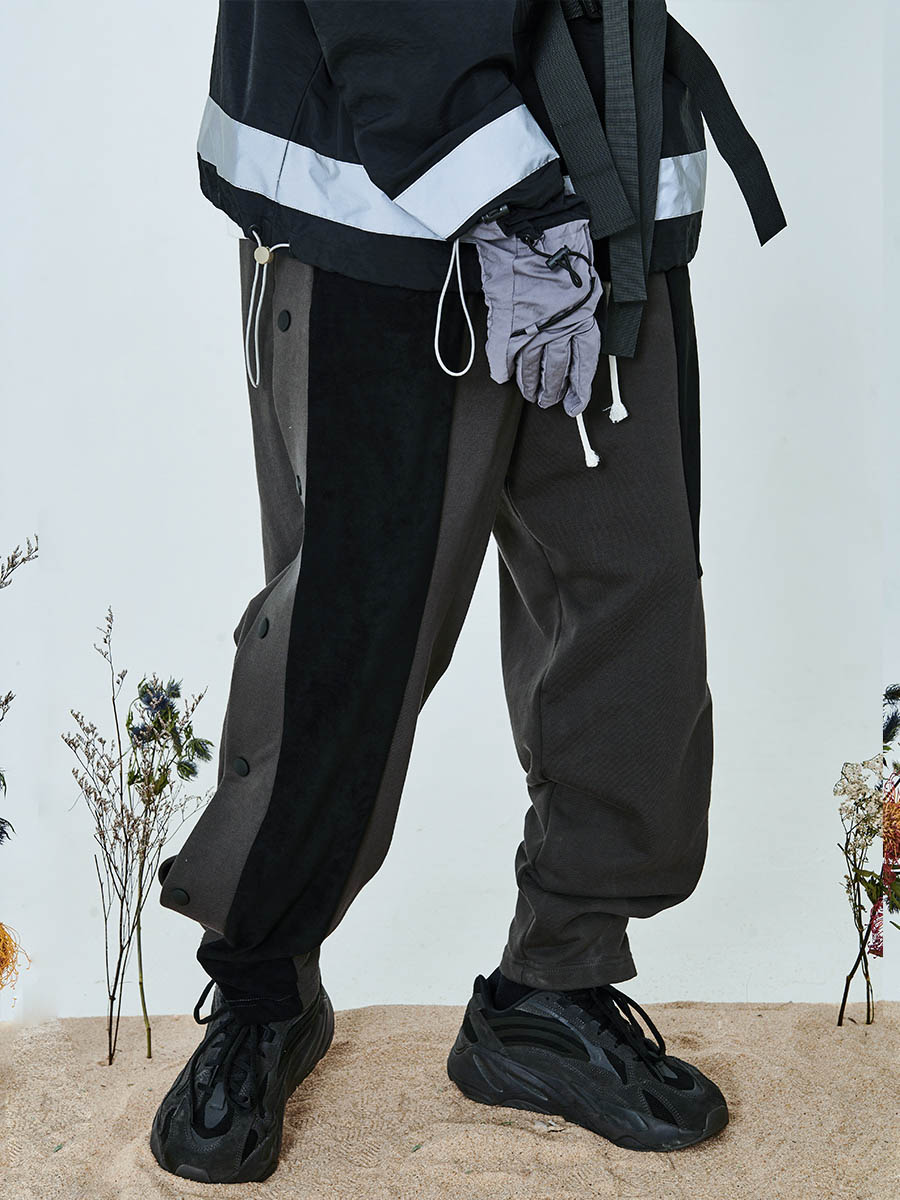 Buttons Colorblock Pants