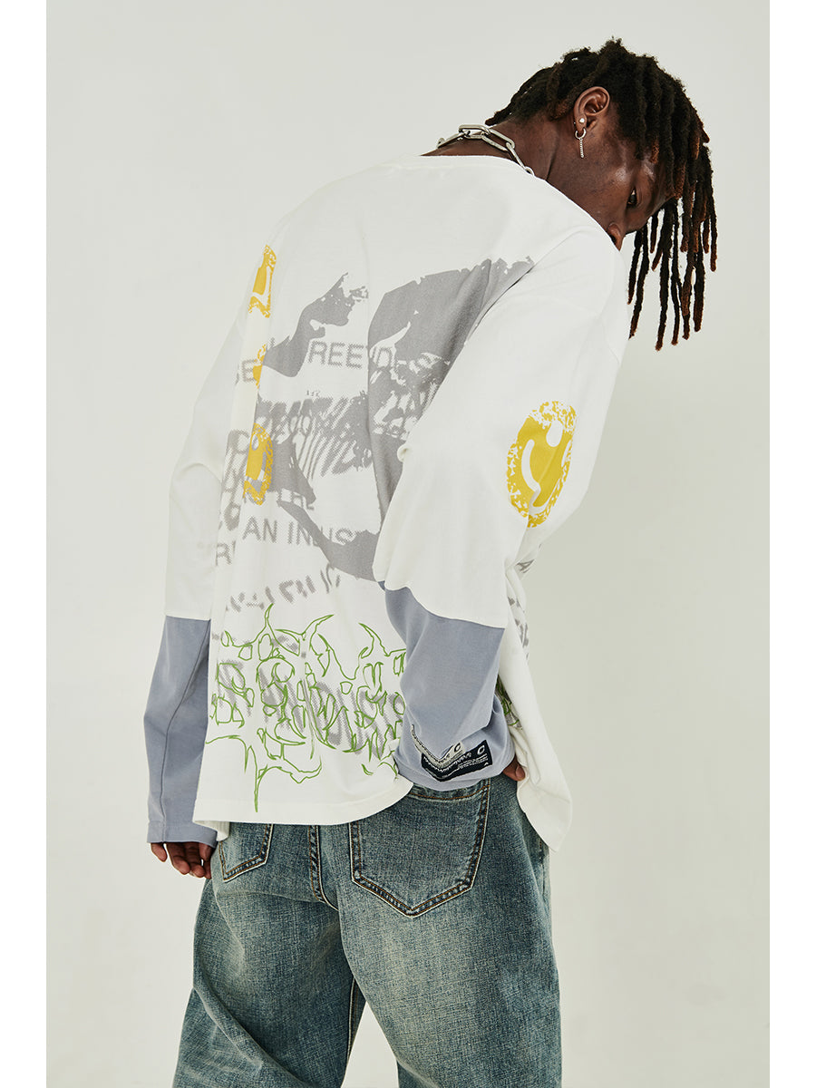 Graffiti Smiley Long Sleeve Tee