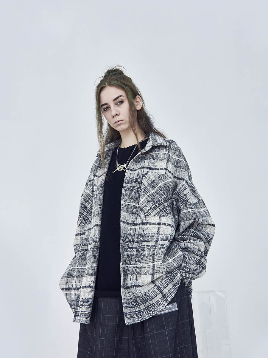 Plaid Wool Shirt Jacket