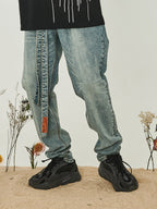 Washed Belt Straight Denim