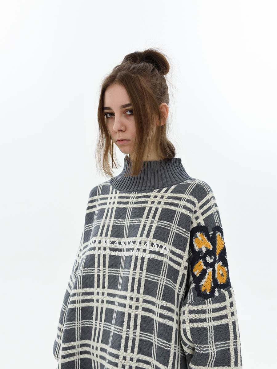 Plaid Flowers Turtleneck
