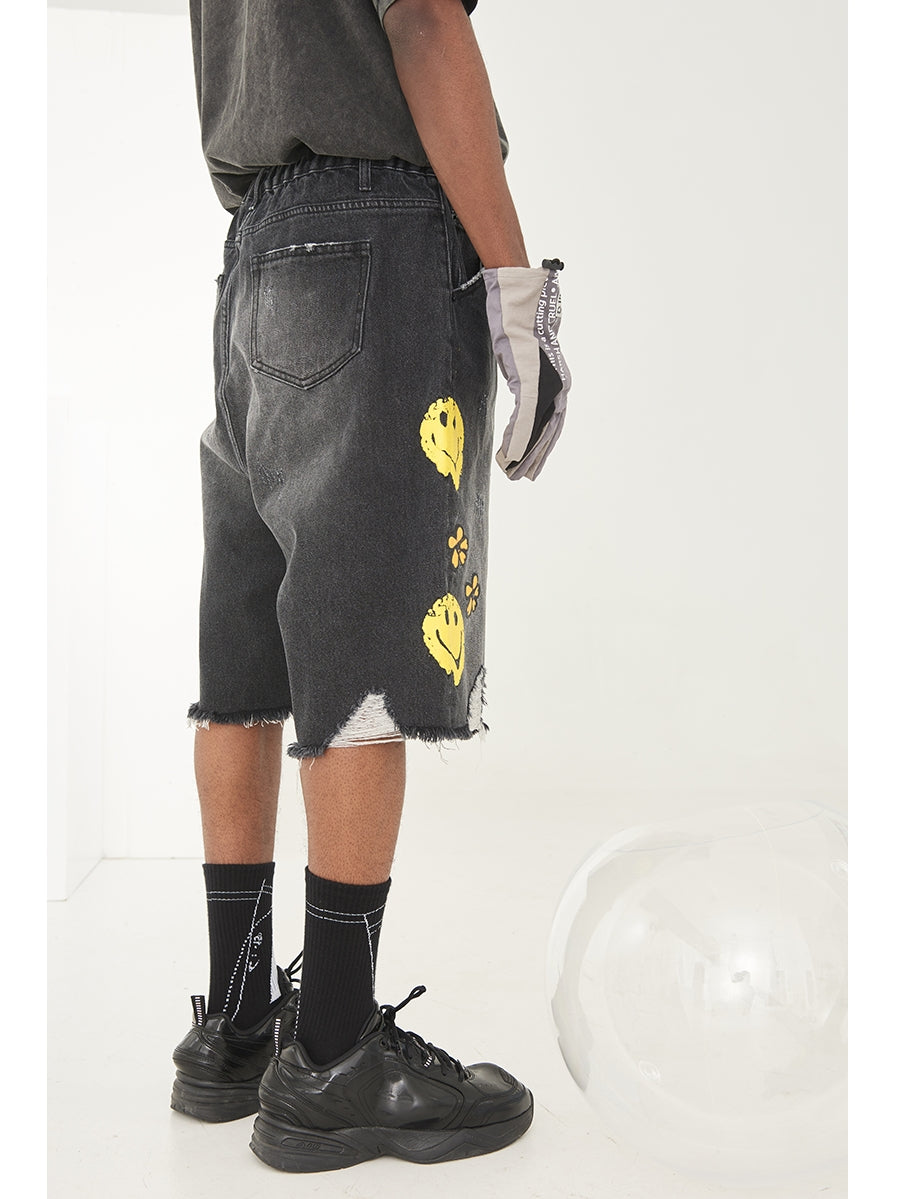 Smiley Denim Shorts