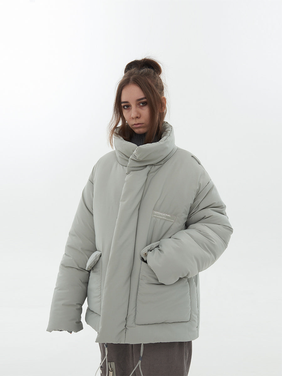 Detachable Leather Bag Logo Down Jacket