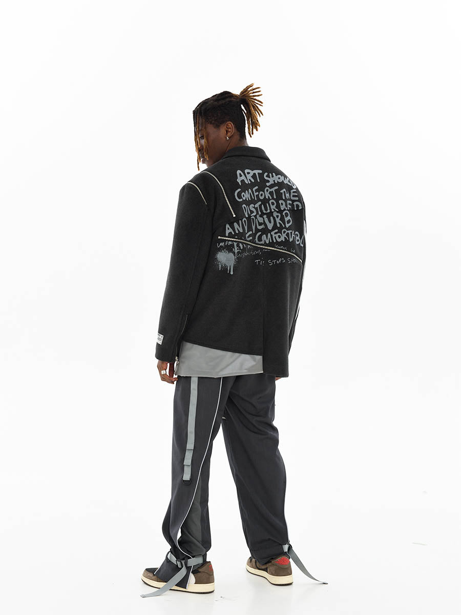 Woolen Stitching Suit Blazer