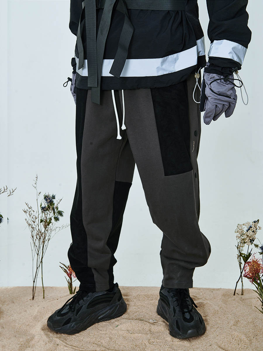 Buttons Colorblock Pants