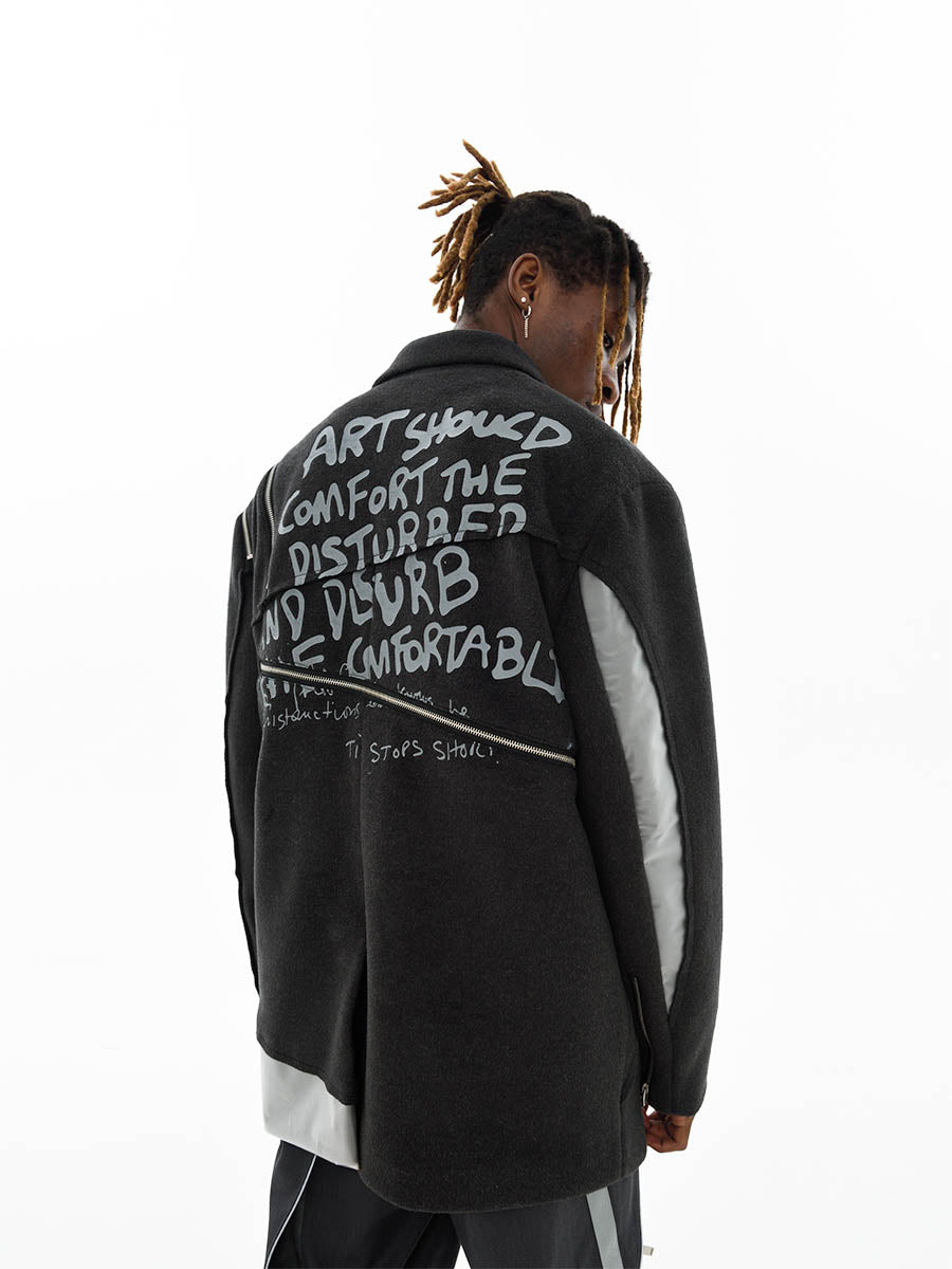 Woolen Stitching Suit Blazer