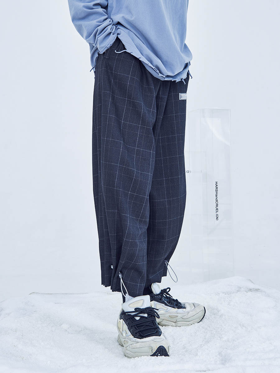 Dark Adjustable Plaid Pants
