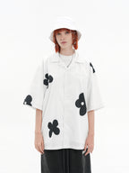 Handpainted Flowers Printed Cuban Shirt