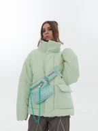 Detachable Leather Bag Logo Down Jacket