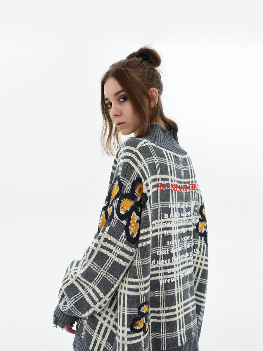 Plaid Flowers Turtleneck