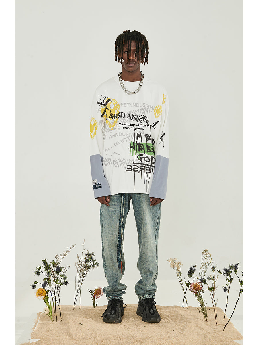 Graffiti Smiley Long Sleeve Tee