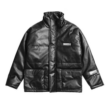 Load image into Gallery viewer, High Collar Leather Down Jacket
