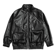 Load image into Gallery viewer, Reflective Detachable Sleeves Leather Jacket
