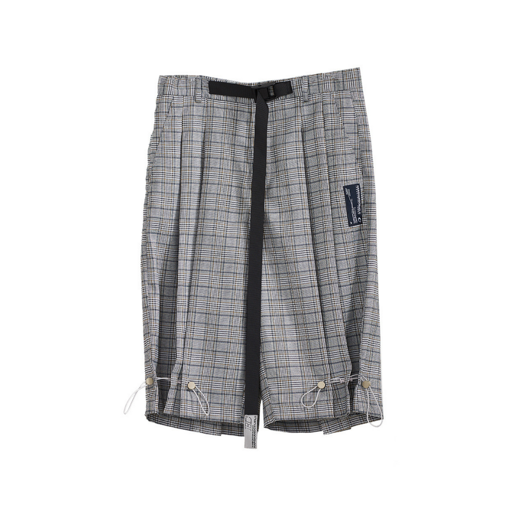 Plaid Belt Adjustable Shorts