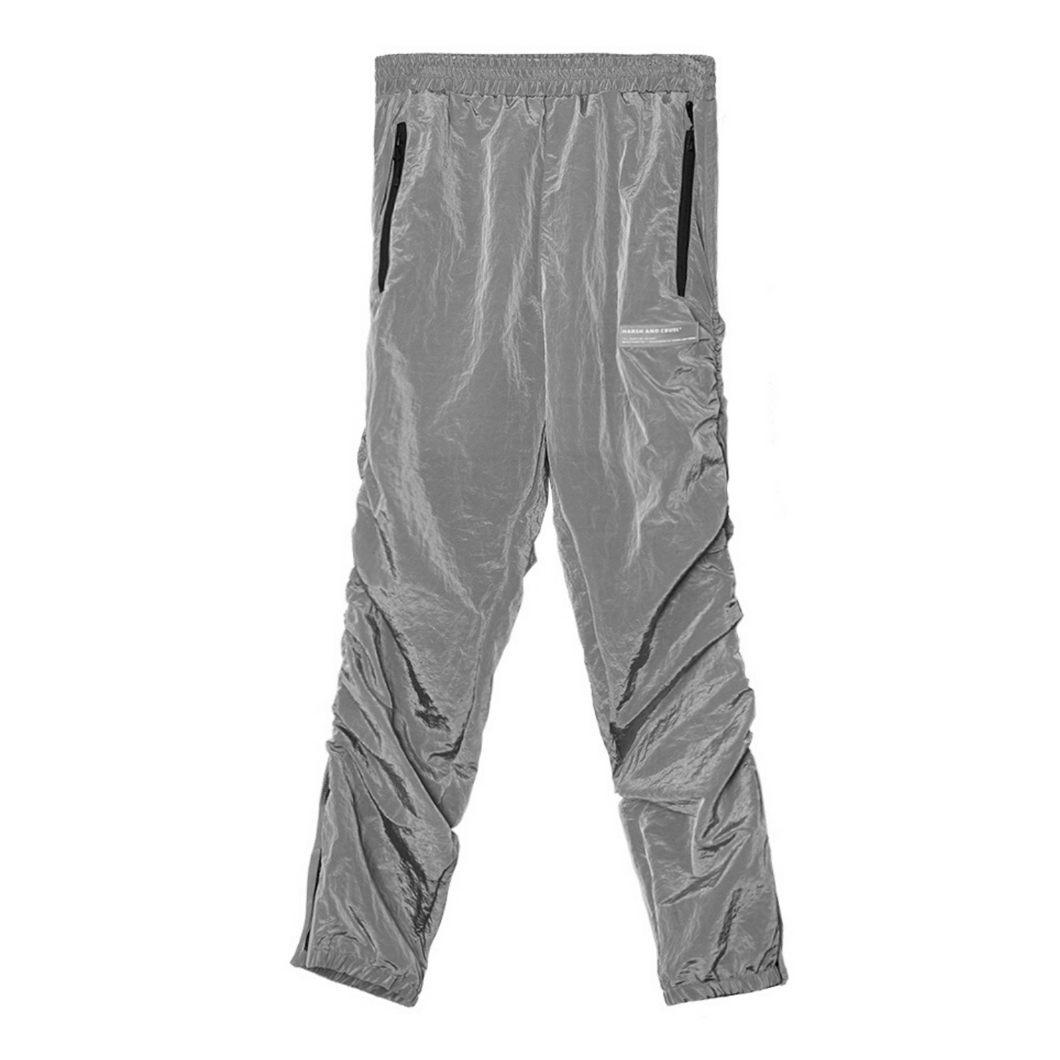 Metal Nylon Logo Zipper Pants