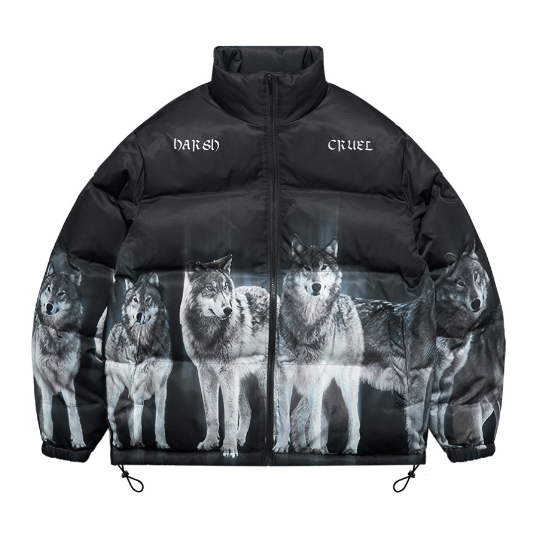 Wolf Print Down Jacket