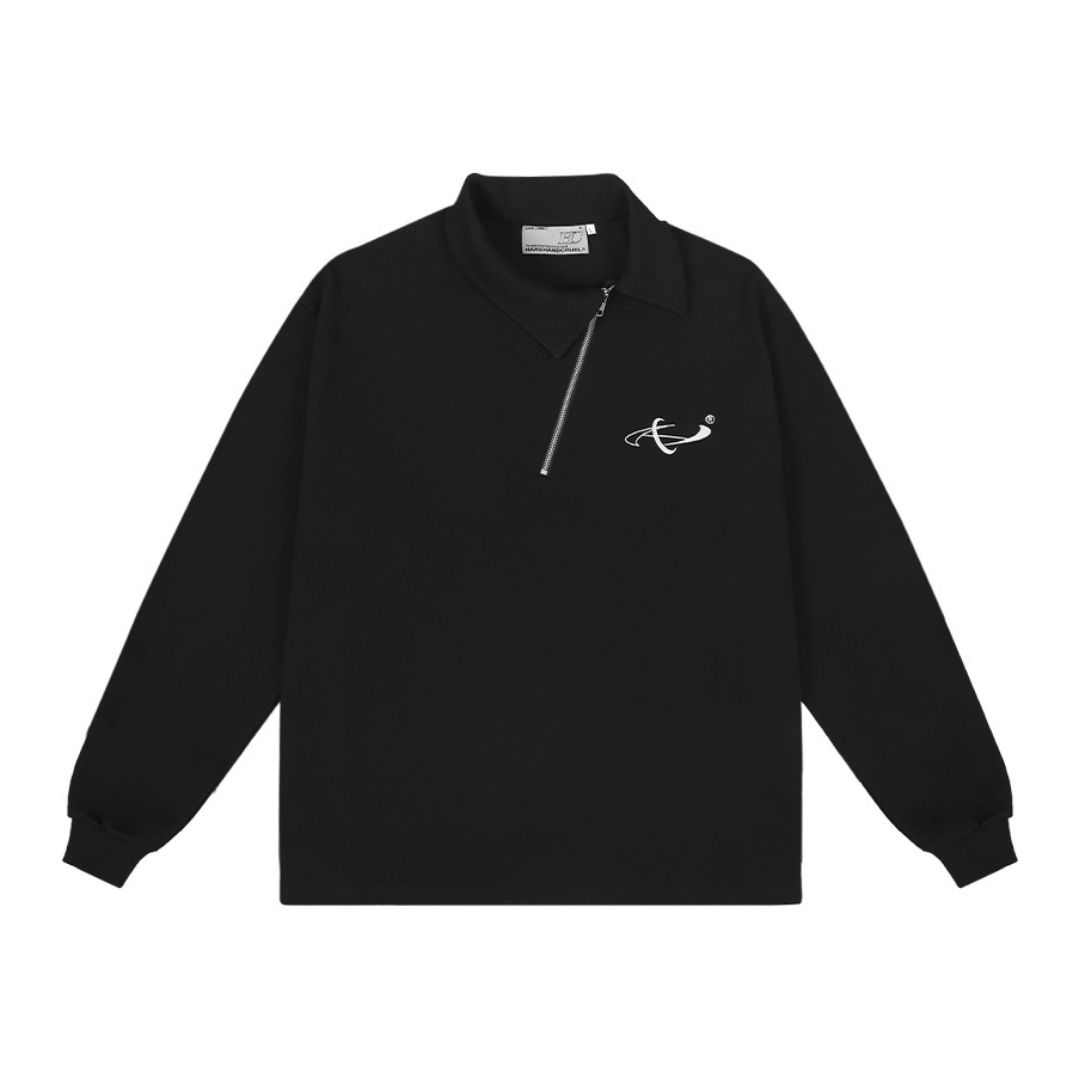 Zipper Asymmetric Polo Shirt