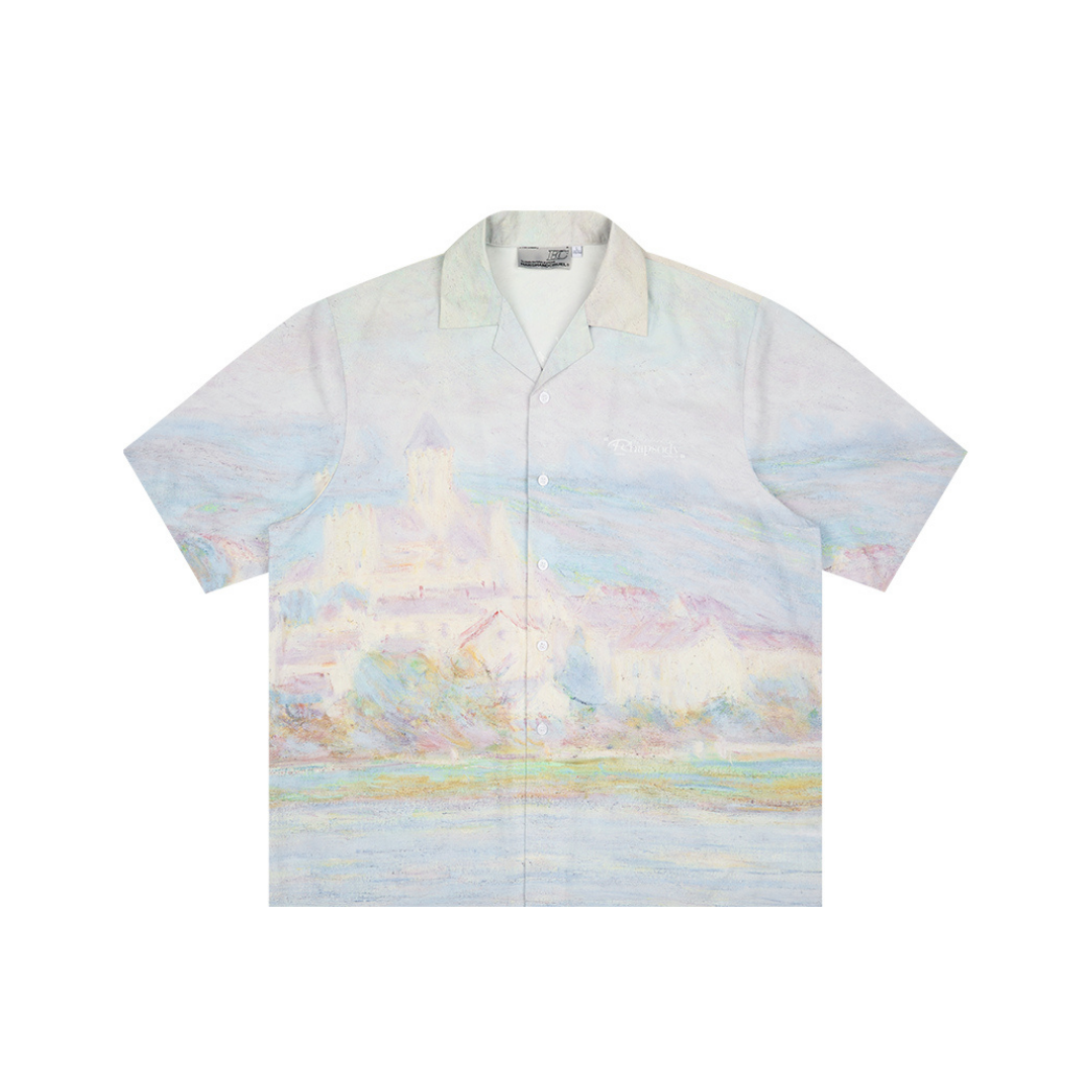 Monet vintage oil painting full print Cuban Shirt