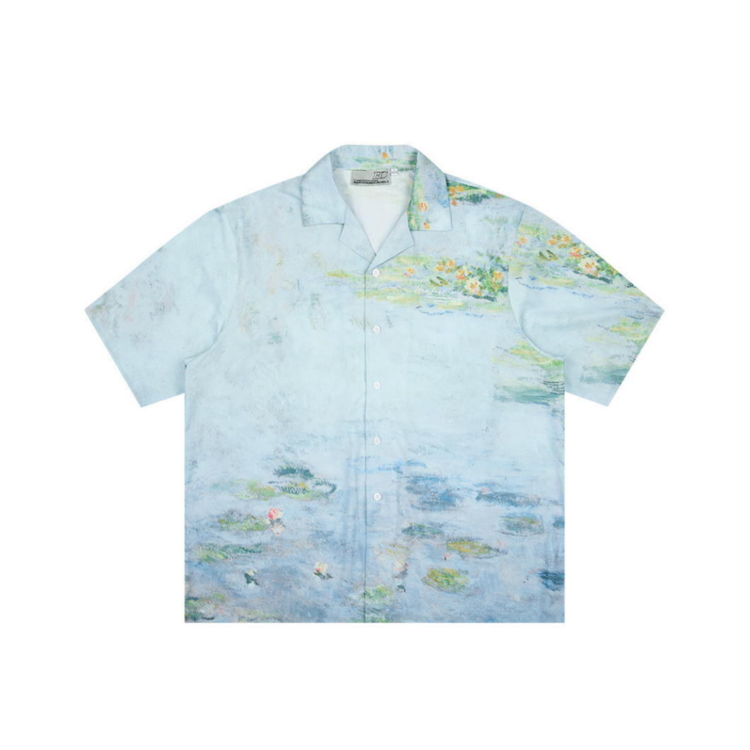 Monet Sunset Landscape Oil Painting Printed Shirt